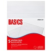 Basics® Writing Pad Wide Rule Letter 96shts 5 pads/pkg